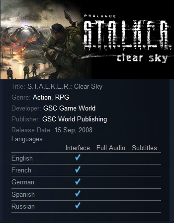 S.T.A.L.K.E.R.: Clear Sky Steam - Click Image to Close